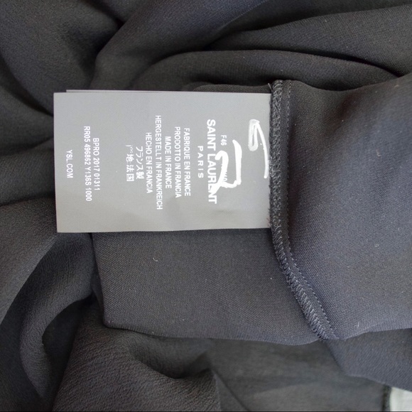 YVES SAINT LAURENT Silk Ruffle Black Dress 46 14 - Picture 8 of 8